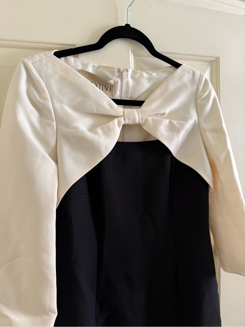 NWT $6,800 Valentino Colorblock Crepe Couture Midi Dress with Bow IT40=US4/6 - Picture 7 of 16